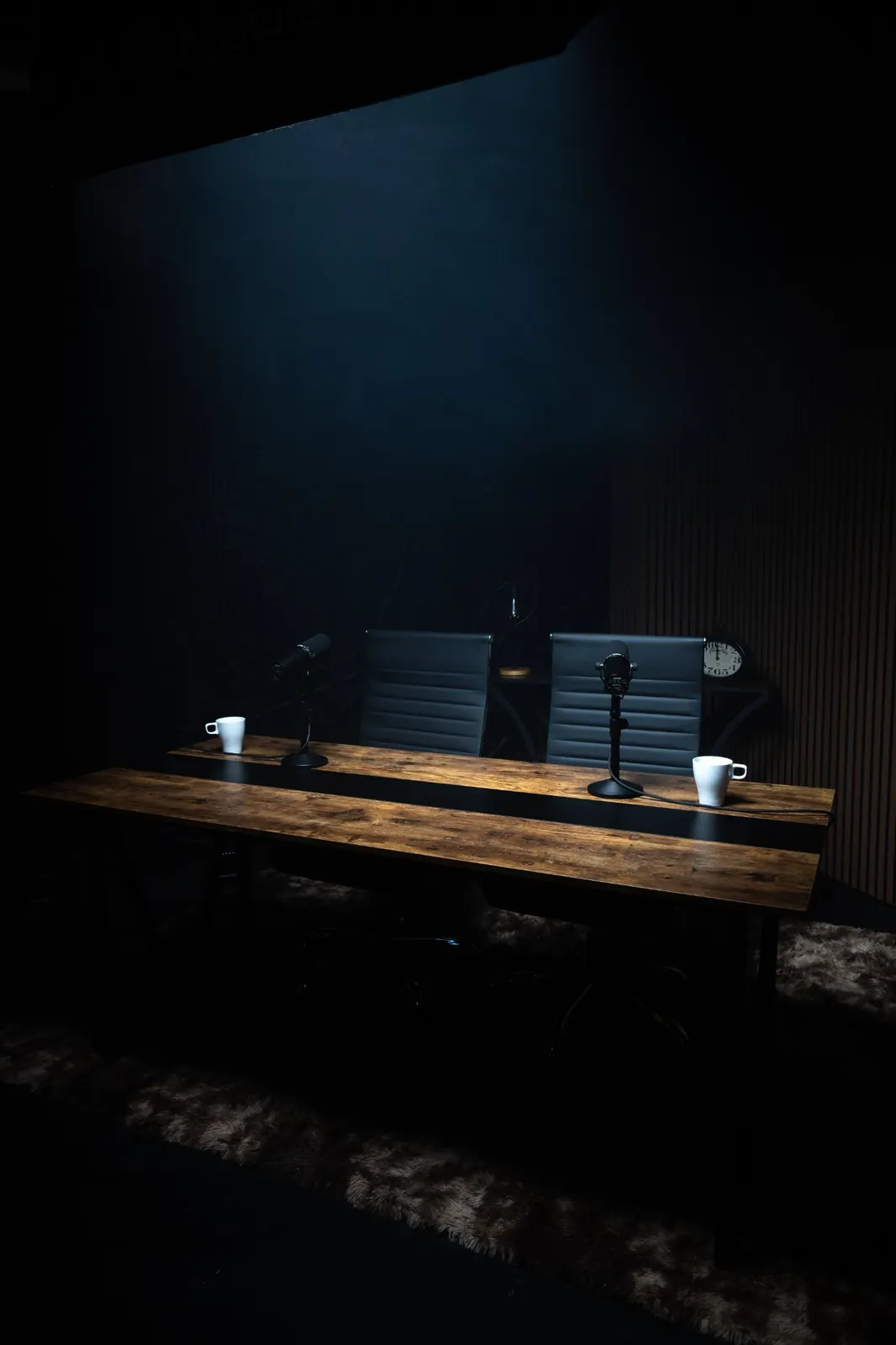 Qool Studio podcast table setup in Miami